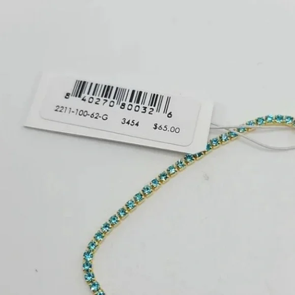 Gorjana Neckace 18k Gold Plated Lexi Aqua Blue Crystal - Picture 5 of 5